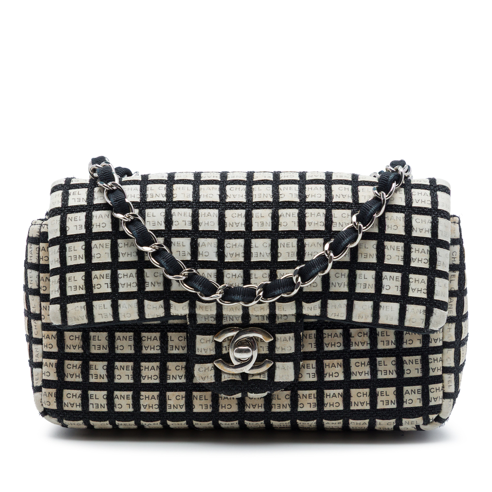Pre-Loved Chanel Mini Rectangular Tweed  and Ribbon Logo Single Flap